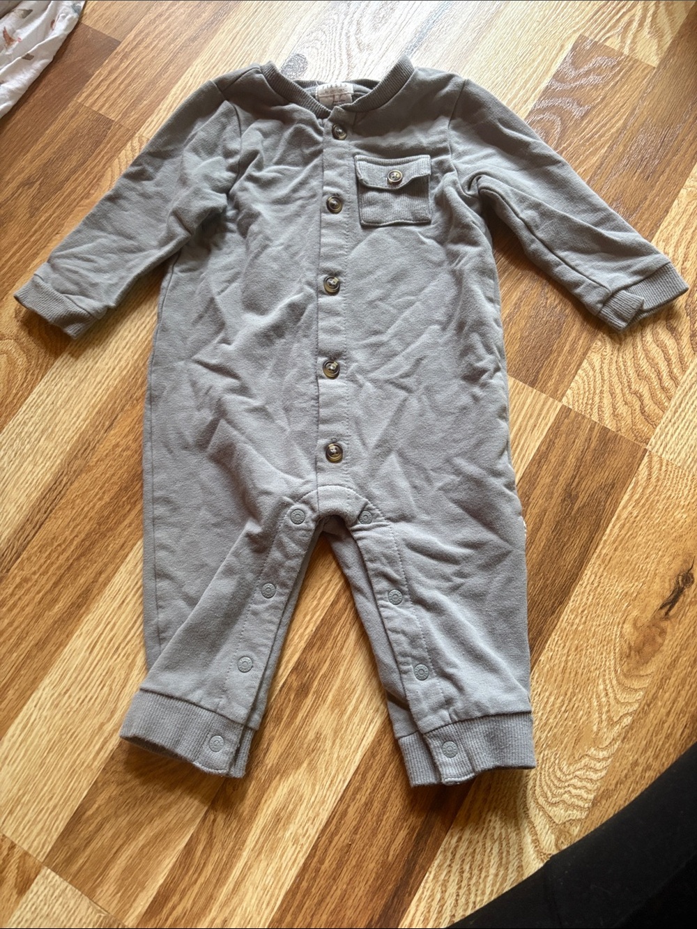 Soft Gray Baby One-Piece Snap Romper